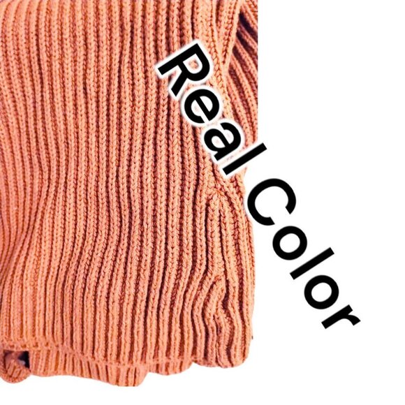 RARE Vntg Guess Ribbed Cut Out Cold Shoulder knit Sweater Salmon Pink Barbiecore - Picture 8 of 15